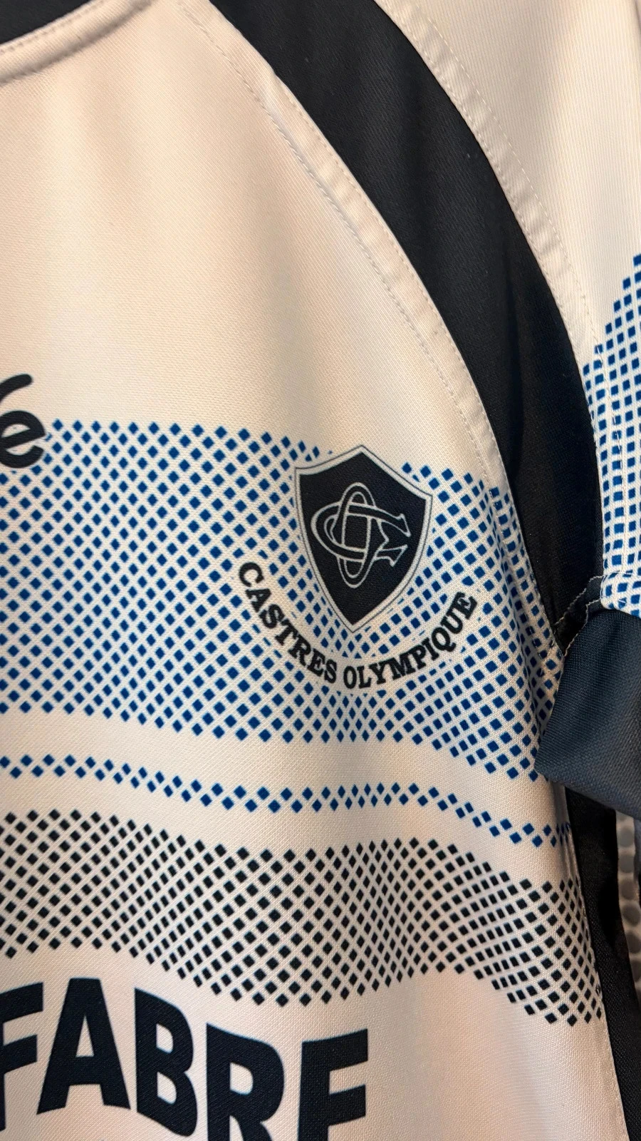 Maillot rugby t-shirt blanc bleu 2XL L 100% coton bio Castres Olympique moulant 2010 vintage ancien – photo 2